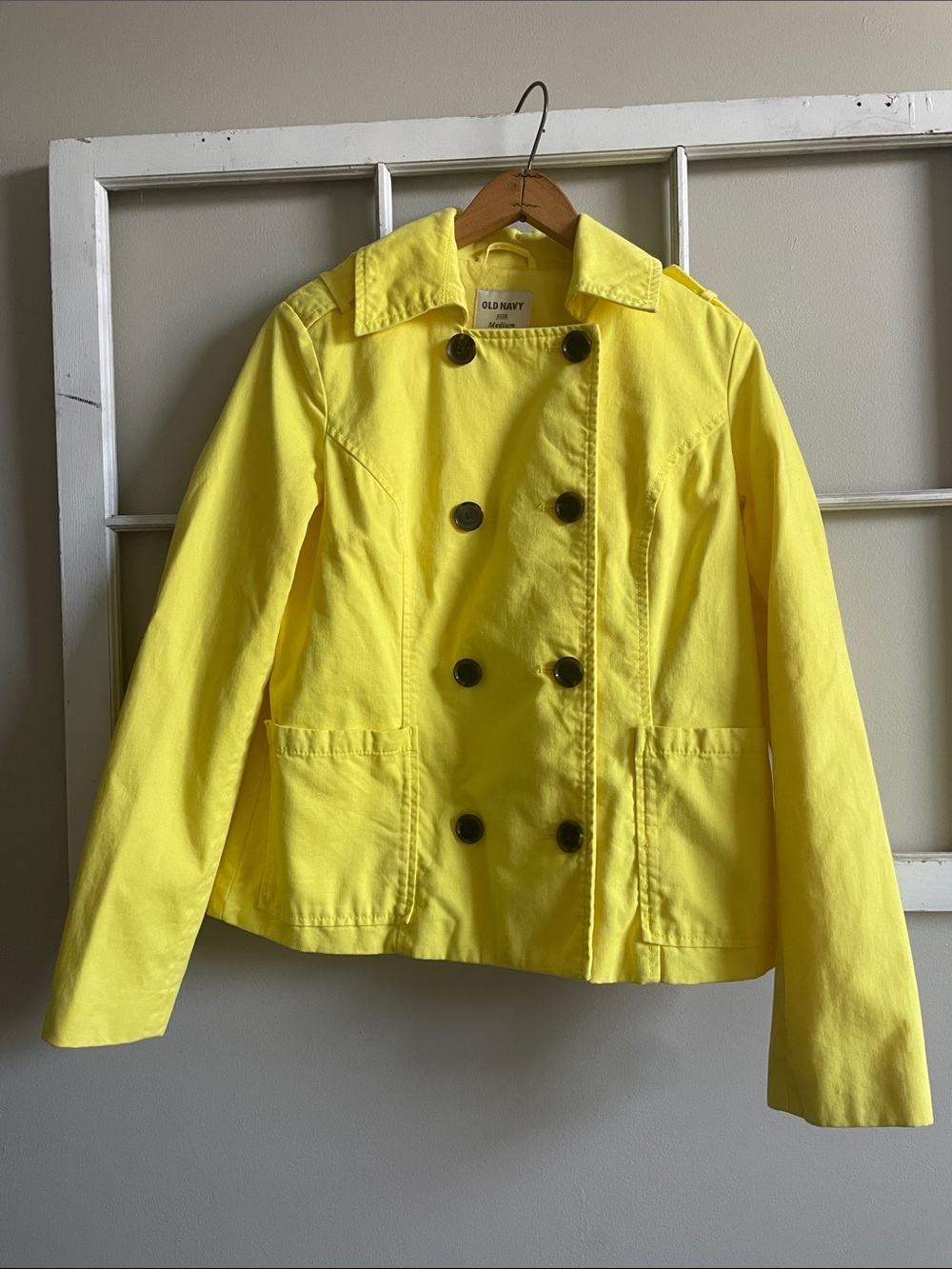 Old Navy Bright Yellow Double-Breasted Peacoat Jacket